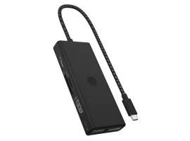  USB-C HUB ICY BOX IB-DK4011-CPD, USB-C 3.2 na 1x DisplayPort 1.4, 2x HDMI 2.0, 1x USB-C PD 100 W, 1x USB-A 3.2, 2x USB-A 2.0, 1x SD/microSD, aluminij, 0.3 m, crni