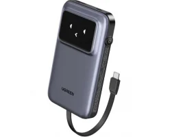  Prijenosna baterija UGREEN 10000mAh, 30W, QC 3.0, s digitalnim zaslonom, USB-C kabel, USB-C, USB-A, siva