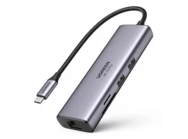  USB hub UGREEN, USB-C na 2x USB3.0, HDMI, RJ45, SD&TF, PD 4K 60Hz