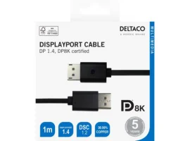  Video kabel DELTACO DisplayPort cable, 8K, DP 1.4, 1m, kutija, crni