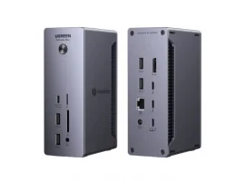 Docking stanica UGREEN Revodok Max 213, 13u1, 2x Thunderbolt 4, 2x USB-A 3.2, 2x USB-A 3.0, 1x USB-C PD 90W, 1x DP 8K/30Hz, 1x SD/TF čitač kartica, 1x 2.5 GbE, 1x 3.5mm, sivi