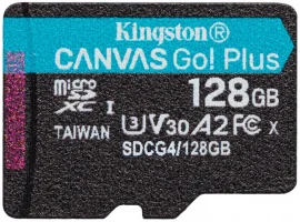  Memorijska kartica microSDXC 128 GB KINGSTON Canvas Go! Plus Gen4, Class10 UHS-I A2 U3 V30, 200 MB/s (SDCG4/128GBSP)