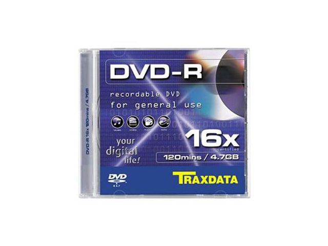 DVD-R medij TRAXDATA, 4.7 GB, 16 x, 1 kom, kutija