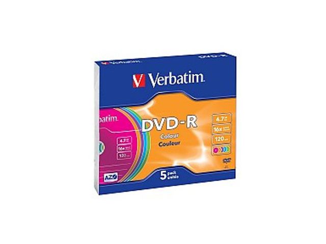 DVD-R medij VERBATIM Pastell Colour, 4.7 GB, 16x, 5 kom