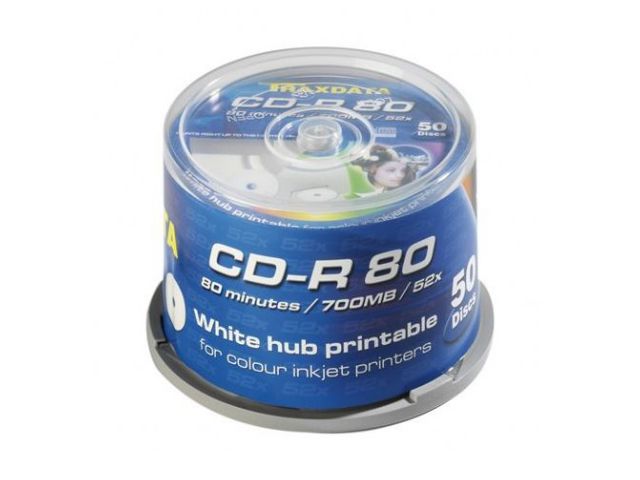 CD-R medij TRAXDATA CAKE 50 WHITE FULL PRINTABLE