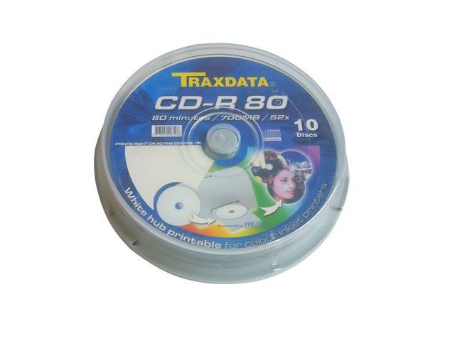 CD-R medij TRAXDATA, 700 MB, 52x, 10 kom, spindle, printabilni