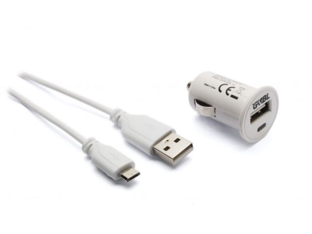 Auto punjač G&BL PLCARMCW, micro USB, kabel, univerzalni, bijeli