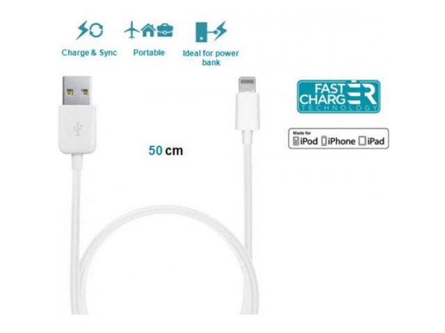Kabel PURO Apple Lightning MFI, za iPod/iPad, 0.5 m, bijeli