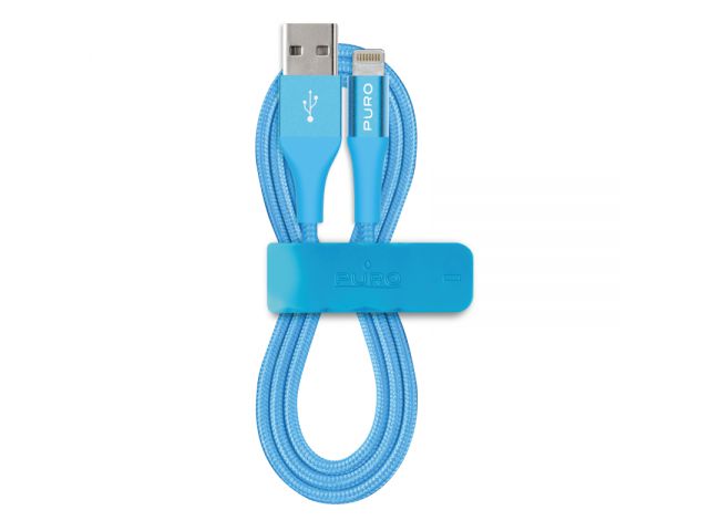 Kabel PURO MFI Braided + aluminijski konektor Apple Lightning, 2.4A, 1 m, plavi