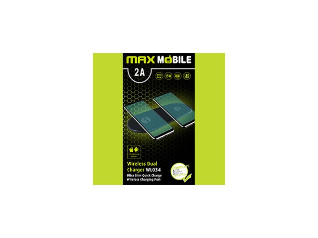 Bežični punjač MAXMOBILE WL-034 dual QC, QUICK CHARGE, 3A, crni