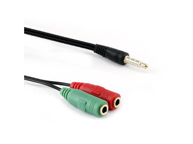 Audio adapter SBOX 3.5mm(m) na 2x3.5mm(ž) mikrofon + slušalice, 0.2m