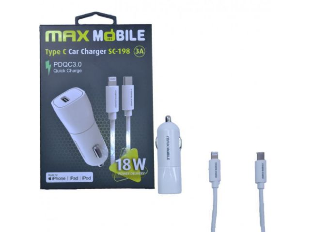 Auto punjač MAXMOBILE SC-198 PD QC 3.0 SET 2U1 TYPE C+KABEL,MFI Apple