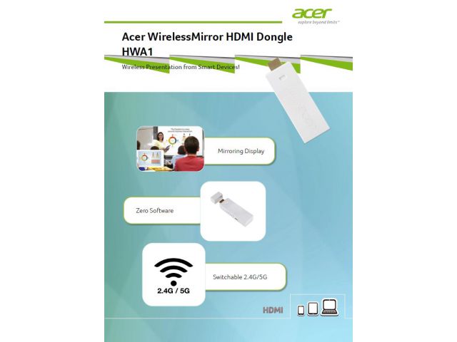 Adapter ACER, HWA1, Wireless Mirror, HDMI Dongle