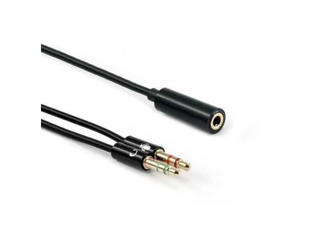 Audio adapter SBOX 3,5mm F. 4Pin - 2 X 3,5mm M. 3Pin 0,2m 