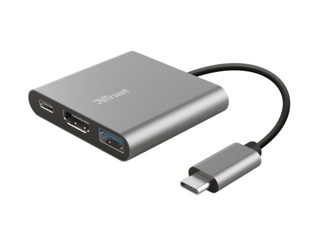 Adapter TRUST Hub 4K,USB Type-C na USB 3.0, HDMI i USB Type-C s mogućnošću punjenja do 100W