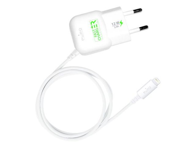 Kućni punjač PURO Mini Fast Charger, Apple Lightning, 2.4A, MFI, bijeli