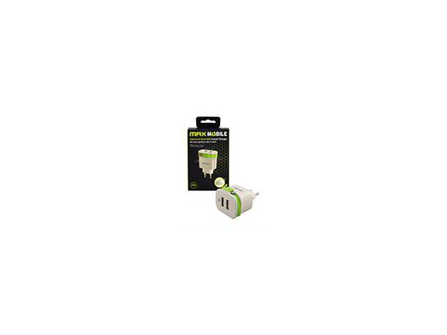 Kućni punjač MM USB Duo TC-D026 3.4A + MFI Apple, bijelo-zeleni