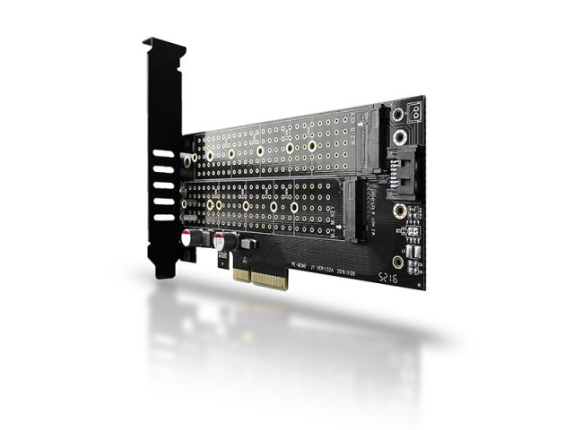 Kontroler AXAGON PCEM2-D, PCI-E 3.0 x4 - DUAL M.2 SSD (NVMe + SATA)