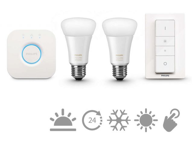 Pametna LED žarulja PHILIPS HUE starter kit 2, 9.5W, E27, bijela, switch