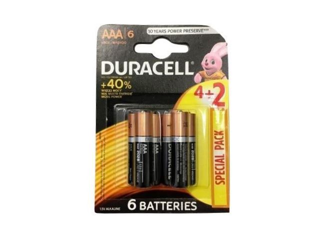 Jednokratna baterija DURACELL BASIC AAA, 4+2