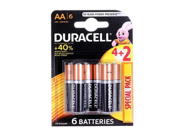 Jednokratna baterija DURACELL BASIC AA, 4+2