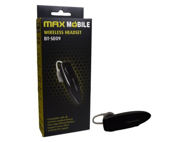 Bluetooth slušalica MAXMOBILE BT-SE09, mono, crna