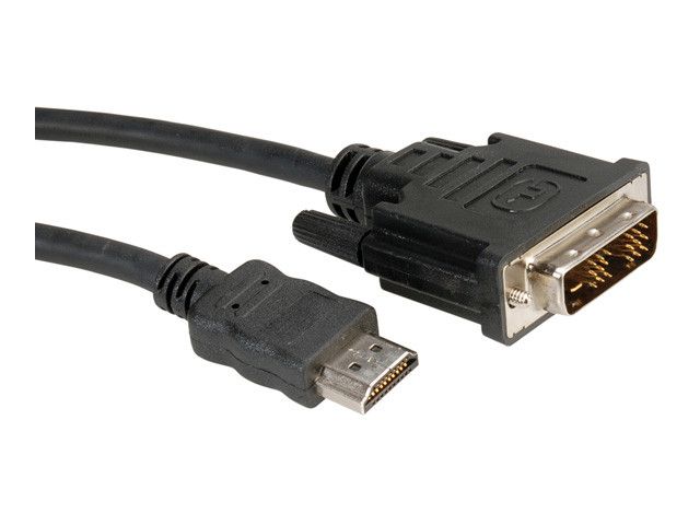 Video kabel ROLINE DVI(m) na HDMI(m), 5.0m, crni