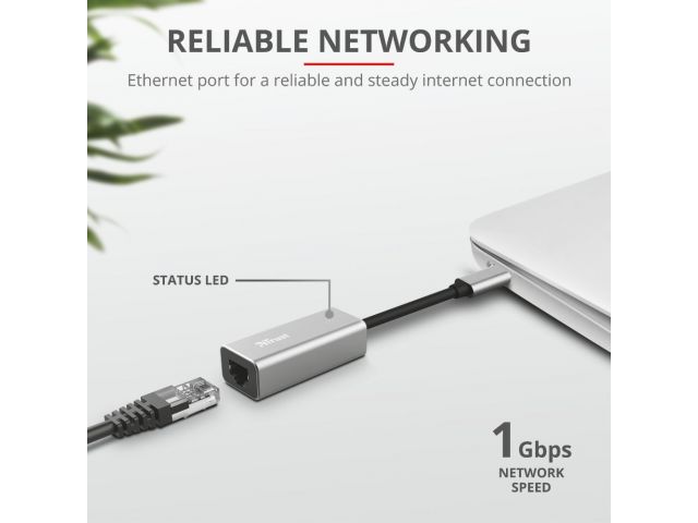 Mrežni adapter TRUST DALYX USB-C(M) na RJ45 Ethernet (Ž), 10cm
