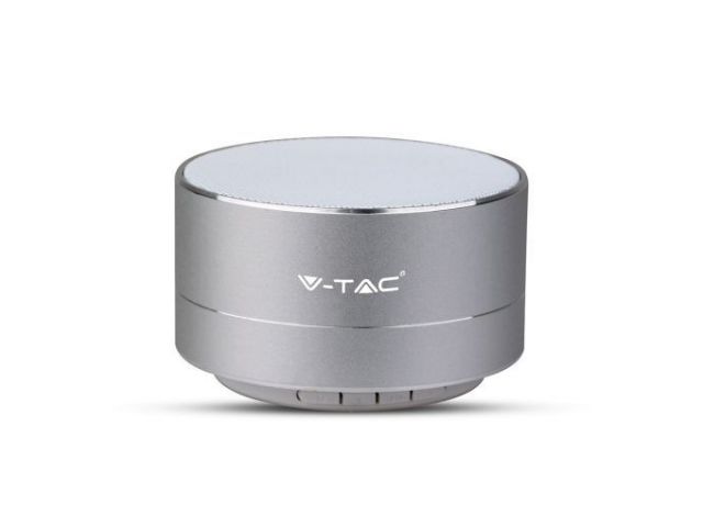 Bluetooth zvučnik V-TAC metalni sa ugrađenim mikrofonom i utorom za TF karticu 3W, 400 mAh, srebrni