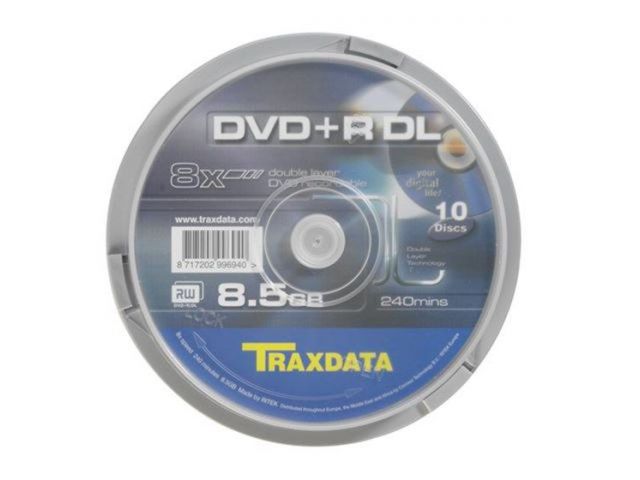 DVD+R DL medij TRAXDATA, dual layer 8,5 GB, 8 x, 10 kom, spindle