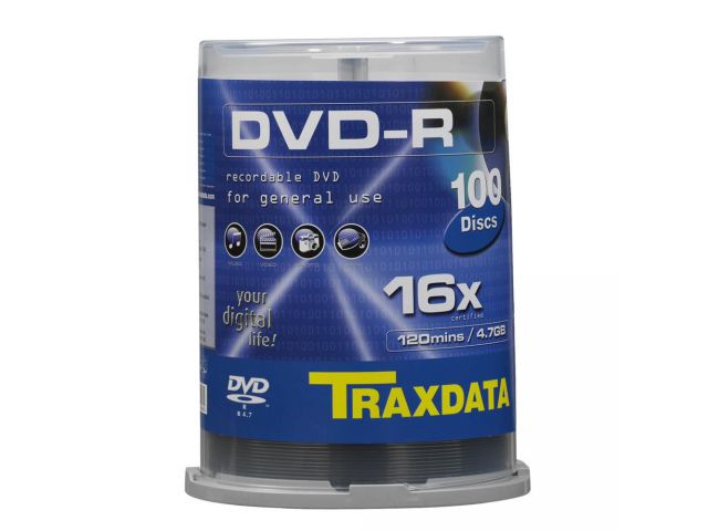 DVD-R medij TRAXDATA, 4.7 GB, 16 x, 100 kom, spindle