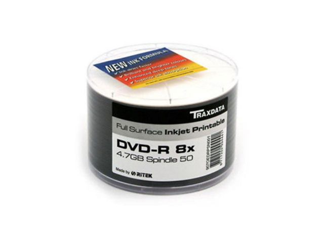 DVD-R medij TRAXDATA, 8X spindle 50, bijeli, full printable HQ
