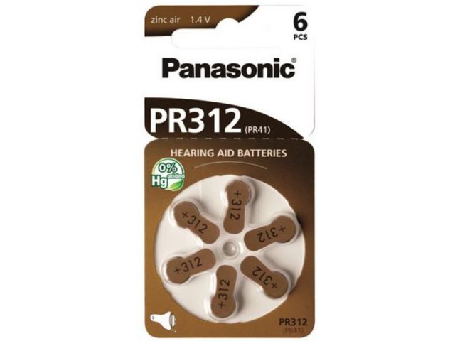 Jednokratna baterija PANASONIC PR312L, 1.4V, Zinc Air, 6kom