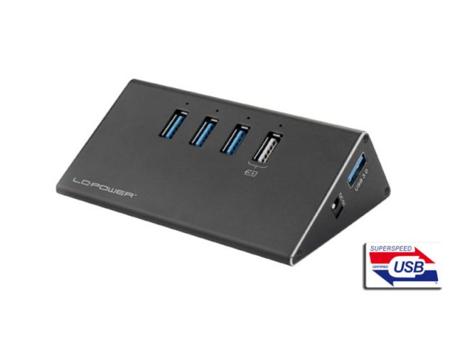 USB HUB LC-POWER, 4x USB 3.0, strujni adapt