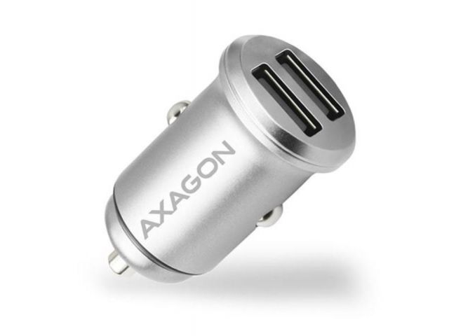 Auto punjač AXAGON, 2 xUSB 5V/24A, 24W, sivi
