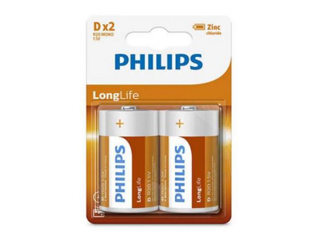 Jednokratna baterija PHILIPS R20L2B, D, 2kom