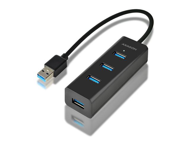 USB HUB AXAGON HUE-S2BL, 4x USB3.0, 1.2m kabel, Micro USB charging, crni