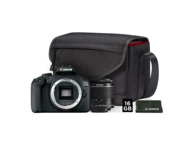 Fotoaparat CANON EOS 2000D + 18-55mm IS, SLR, 24.7MP, + torba SB130 + SD 16GB, crni