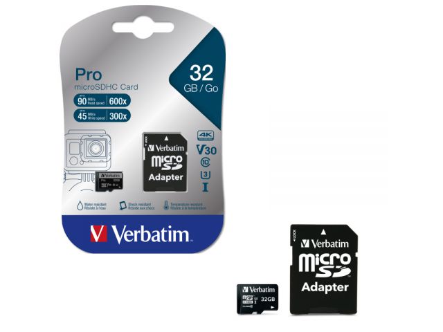 Memorijska kartica MicroSDHC 32GB VERBATIM, Pro (HC/UHS1), Class 10 Card + adapter
