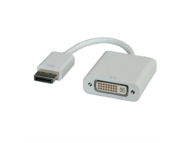 Video adapter ROLINE DisplayPort DP(m) na DVI(ž) v1.2, 0.15 m, bijeli