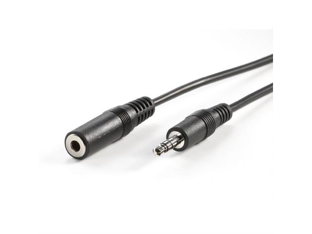 Audio kabel ROLINE 3.5 mm, M/F, produžni, 2 m, crni