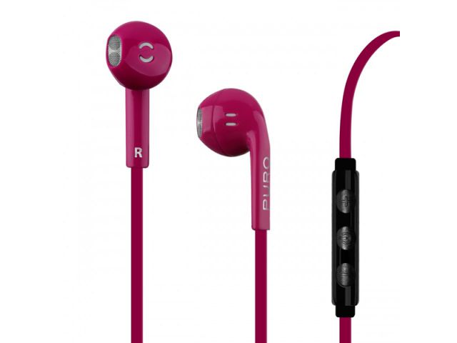 Slušalice + mikrofon PURO IPHF17, flat kabel, gumb za javljanje, roze