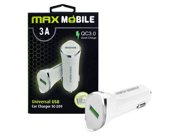 Auto punjač MAXMOBILE SC-209, C 3.0,18W QUICK CHARGE 3A, bijeli