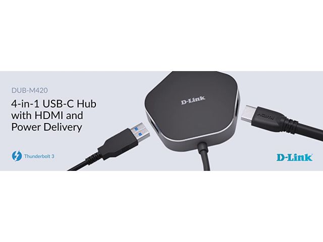 USB-C hub D-LINK DUB-M420, USB-C na 2x USB 3.0, 1x USB-C, 1x HDMI