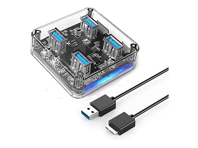 USB HUB ORICO MH4U-U3-03-CR, 4-portni USB 3.0, prozirni