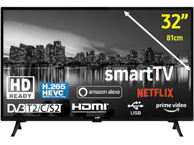 LED TV ELIT S-3221HST2, 32'' (81cm), HD, Smart TV, DVB-T2/S2/C HEVC (H.265)