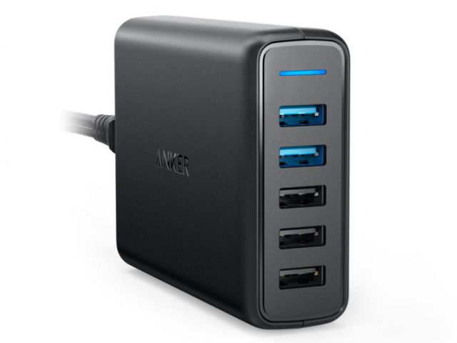 Kućni punjač ANKER PowerPort Speed 5, 63W, 2x QC 3.0, crni