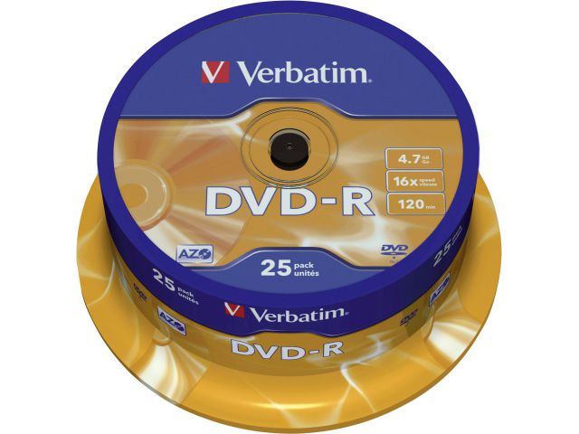 DVD-R medij VERBATIM, 4.7 GB, 16 x, 25 kom, spindle