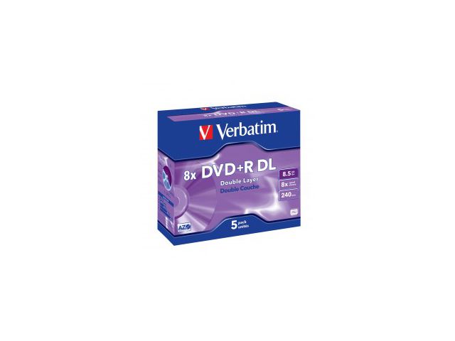 DVD+R DL medij VERBATIM Matt Silver, 8.5 GB, 8 x, 5 kom, kutija