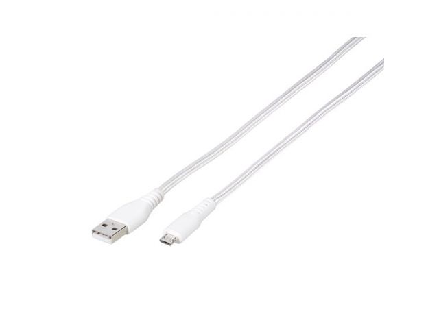 Kabel VIVANCO 61698 Micro-USB (M-M), 2.5m, pleteni bijeli